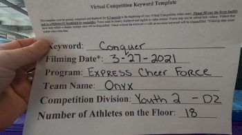 Express Cheer Force - Onyx [L2 Youth - D2 - Small] 2021 Varsity All Star Winter Virtual Competition Series: Event V