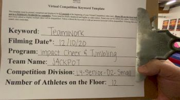 Impact Cheer Tumbling - Jackpot [Level 4 L4 Senior - D2 - Small] Varsity All Star Virtual Competition Series: Event VII