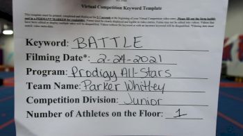 Prodigy All-Stars - Parker_Whitley - Finals [Junior Athlete] 2021 Battle In The Arena