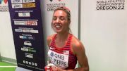Elle St. Pierre Drinking Chocolate Milk After Worlds 1500m First Round