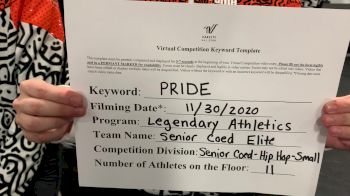 Legendary Athletics - Senior Coed Elite [Senior Coed - Hip Hop - Small] 2020 WSF All Star Cheer & Dance Virtual Championship