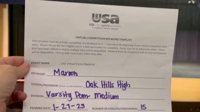 Oak Hills High School [Dance/Pom] 2023 USA Virtual Dance Regional