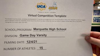 Marquette High School [Game Day Small Varsity] 2021 UCA December Virtual Regional