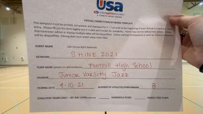 Foothill High School - North Tustin [Junior Varsity - Jazz] USA Spirit & Dance Virtual National Championships