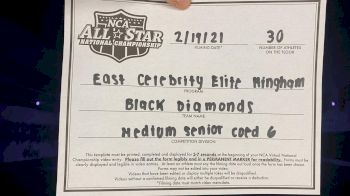 East Celebrity Elite - Hingham - Black Diamonds [L6 Senior Coed - Medium] 2021 NCA All-Star Virtual National Championship