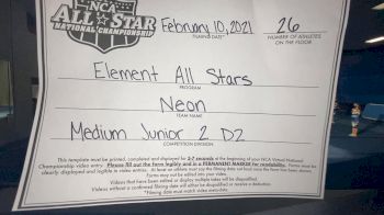 Element All Stars - Neon [L2 Junior - D2 - Medium] 2021 NCA All-Star Virtual National Championship