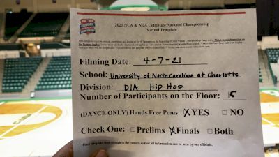 UNC Charlotte [Virtual Division 1A - Hip Hop Prelims] 2021 NCA & NDA Collegiate Cheer & Dance Championship