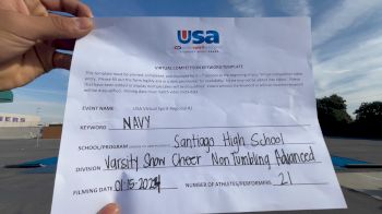 Santiago High School [Varsity Show Cheer Non Tumbling Advanced] 2024 USA Virtual Spirit Regional II