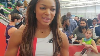 Gabby Thomas After Her 300m Win At NB Grand Prix