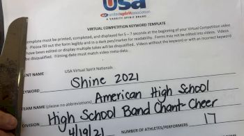 American High School [High School - Band Chant - Cheer] 2021 USA Spirit & Dance Virtual National Championships