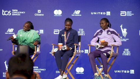 Hellen Obiri, Sharon Lokedi, and Sheila Chepkirui | NYC Marathon Women's Podium Press Conference
