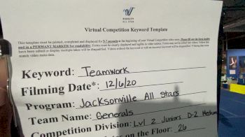 Jacksonville All Stars - Junior Generals [Level 2 L2 Junior - D2 - Medium] Varsity All Star Virtual Competition Series: Event VII