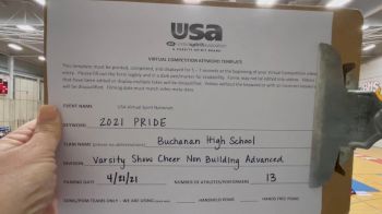 Buchanan High School [Varsity Show Cheer Non Building Advanced Finals] 2021 USA Spirit & Dance Virtual National Championships