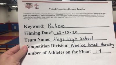 Hays High School [Novice Small Varsity] 2020 NCA December Virtual Championship