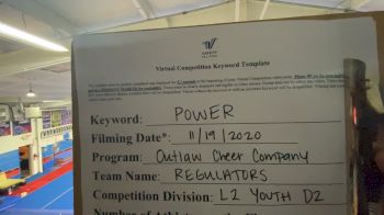 Outlaw Cheer Company - Regulators [L2 Youth - D2 - Small] Varsity All Star Virtual Competition Series: Event V