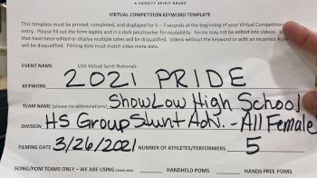 Show Low High School [HS Group Stunt Advanced - All Female Finals] 2021 USA Spirit & Dance Virtual National Championships
