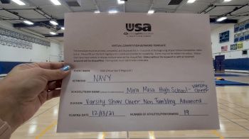 Mira Mesa High School [Varsity Show Cheer Non Tumbling Advanced] 2021 USA Virtual Spirit Regional I