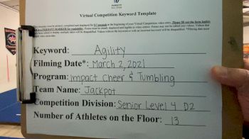 Impact Cheer & Tumbling - Jackpot [All Star L4 Senior - D2 - Small] 2021 Varsity All Star Winter Virtual Competition Series: Event III