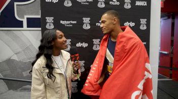 Jamal Britt After Upset Victory In Men's Long Hurdles