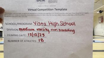 Vista High School [Medium Varsity Non Tumbling] 2023 UCA & UDA December Virtual Challenge