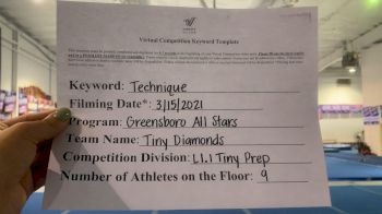 Greensboro All Star Cheerleading - Tiny Diamonds [L1.1 Tiny - PREP] 2021 Varsity All Star Winter Virtual Competition Series: Event IV