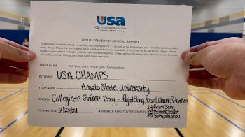 Angelo State University [College -- Fight Song -- Cheer] 2021 USA Virtual West Coast Spirit Championships