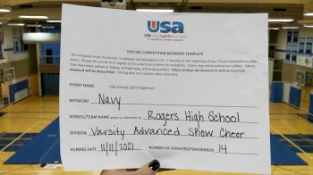 Rogers High School [Varsity Show Cheer Advanced] 2021 USA Virtual Spirit Regional I