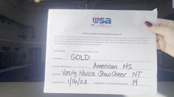 American High School [Varsity Show Cheer Non Tumbling Novice] 2023 USA Virtual Spirit Regional II