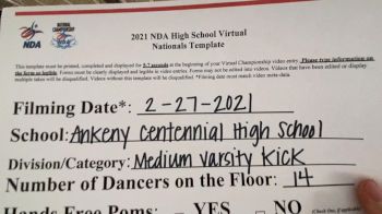 Ankeny Centennial High School [Large Varsity - Kick Virtual Finals] 2021 NDA High School National Championship