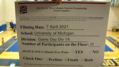 University of Michigan [Virtual Game Day Finals] 2021 NCA & NDA Collegiate Cheer & Dance Championship