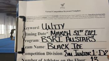 BSRI All Stars - Black Ice [L1 Junior - D2 - Small] 2021 Mid Atlantic Virtual Championship
