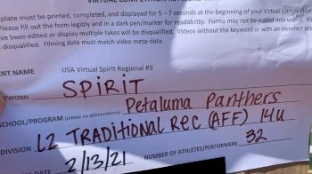 Petaluma Panthers Youth Football and Cheer [L2 Traditional Recreation - 14 and Younger (AFF)] 2021 USA Virtual Spirit Regional #3