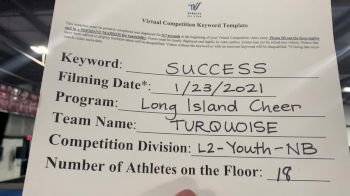 Long Island Cheer - Turquoise [L2 Youth - Non-Building] 2021 Athletic Championships: Virtual DI & DII