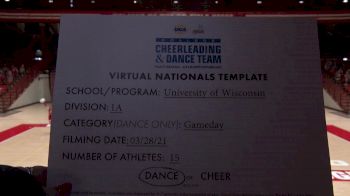 University of Wisconsin [Virtual Division IA Game Day Finals] 2021 UCA & UDA College Cheerleading & Dance Team National Championship