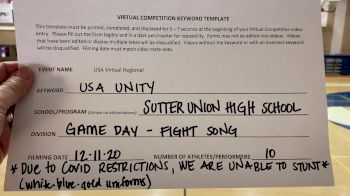 Sutter Union High School [High School &ndash; Fight Song &ndash; Cheer] 2020 USA Virtual Regional