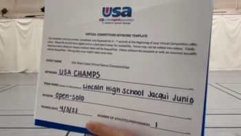 Lincoln High School [Open - Solo] 2021 USA Virtual West Coast Dance Championships