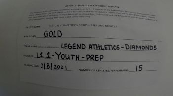 Legend Athletics [L1.1 Youth - PREP] 2021 Varsity Virtual Competition Series - Prep & Novice I