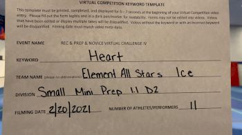 Element All Stars - ICE [L1.1 Mini - PREP] 2021 Varsity Rec, Prep & Novice Virtual Challenge IV