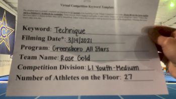 Greensboro All Star Cheerleading - Rose Gold [L1 Youth] 2021 Varsity All Star Winter Virtual Competition Series: Event IV