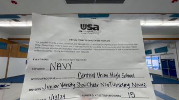 Central Union High School [Junior Varsity Show Cheer Non Tumbling Novice] 2024 USA Virtual Spirit Regional II