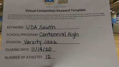 Centennial High School [Varsity - Jazz] 2020 UDA South Virtual Dance Challenge