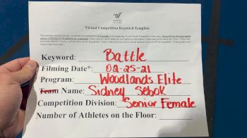 Woodlands Elite - Sidney_Sebok - Finals [Senior Female] 2021 Battle In The Arena