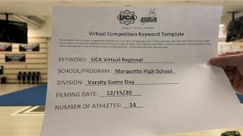 Marquette High School [Game Day Varsity] 2020 UCA Virtual Regional