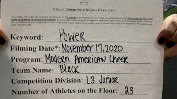 Modern American Cheer - Black [L3 Junior - D2 - Medium] Varsity All Star Virtual Competition Series: Event V