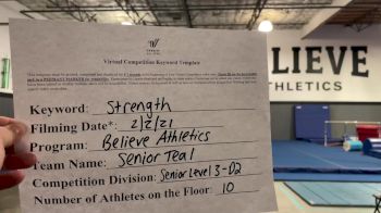 Believe Athletics - Senior Teal [L3 Senior - D2 - Small] 2021 Varsity All Star Winter Virtual Competition Series: Event II
