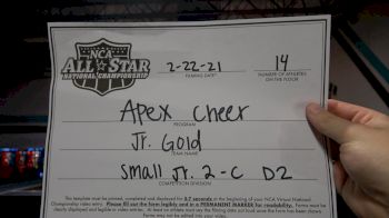 Apex Cheer - Jr. Gold [L2 Junior - D2 - Small - C] 2021 NCA All-Star Virtual National Championship