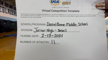 Daniel Boone Middle School [Small Junior High] 2021 UCA February Virtual Challenge