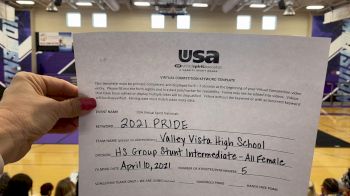 Valley Vista High School [HS Group Stunt Intermediate - All Female Finals] 2021 USA Spirit & Dance Virtual National Championships