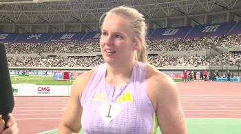 Jessica Schilder puts 21.09m - the furthest by any woman in over 15 years