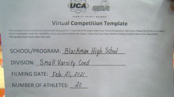 Blackman High School [Small Varsity Coed] 2021 UCA February Virtual Challenge